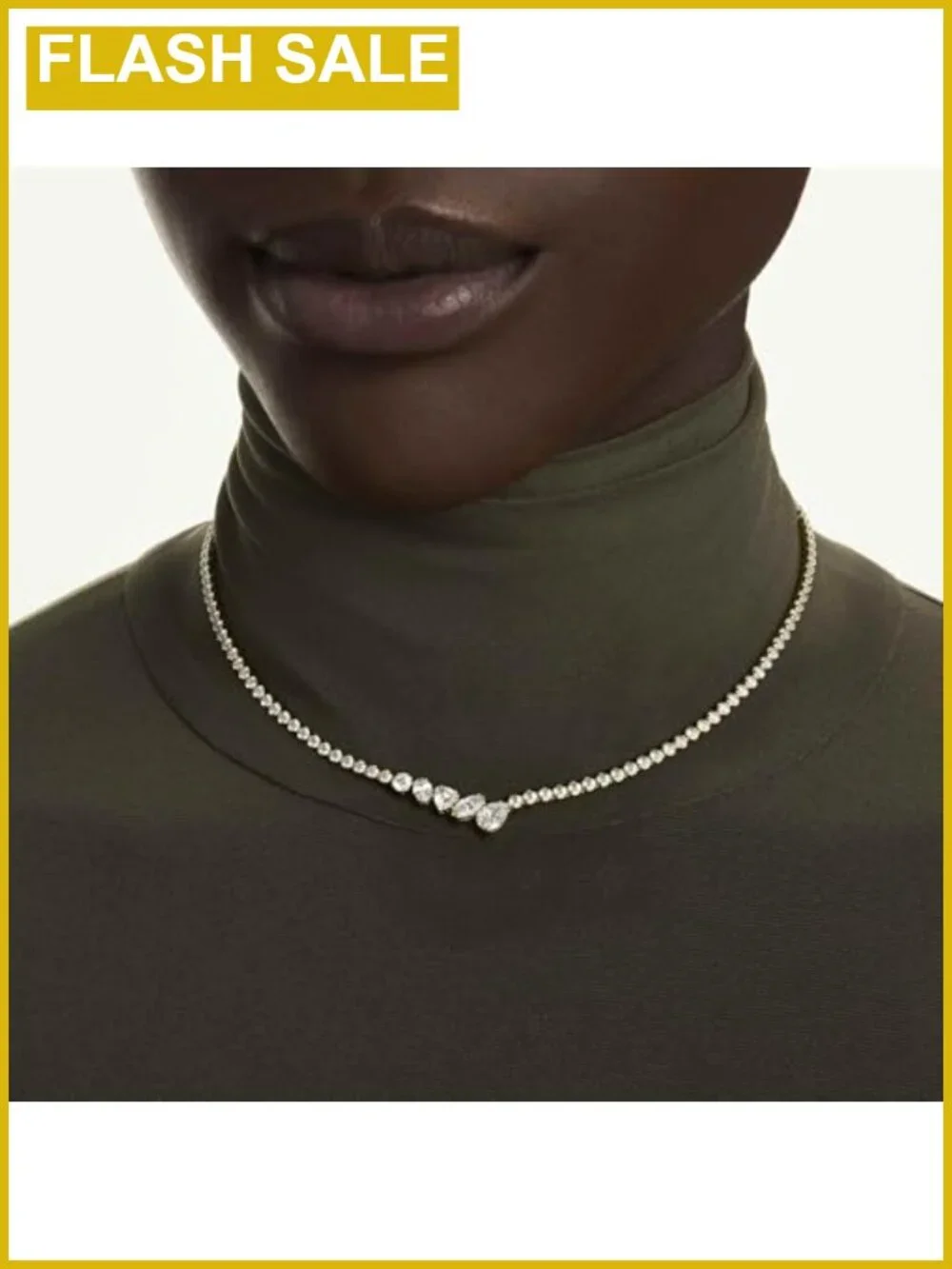 Swarovski Zirconia V-Shape Pendant Necklace 18K Gold Finish Cup Chain Adjustable
